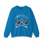Crewneck Sweatshirt — Retro Sunglasses Graphic "World Traveler"